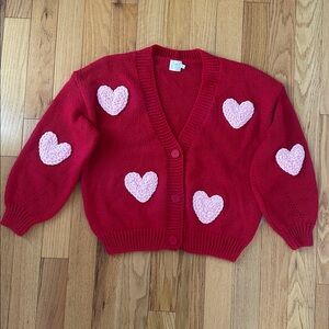New Luna Ivy Charming Red Heart Cardigan